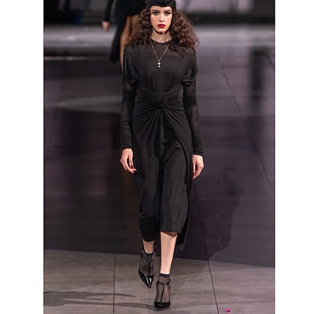 Dolce & Gabbana Black Rosette Dress